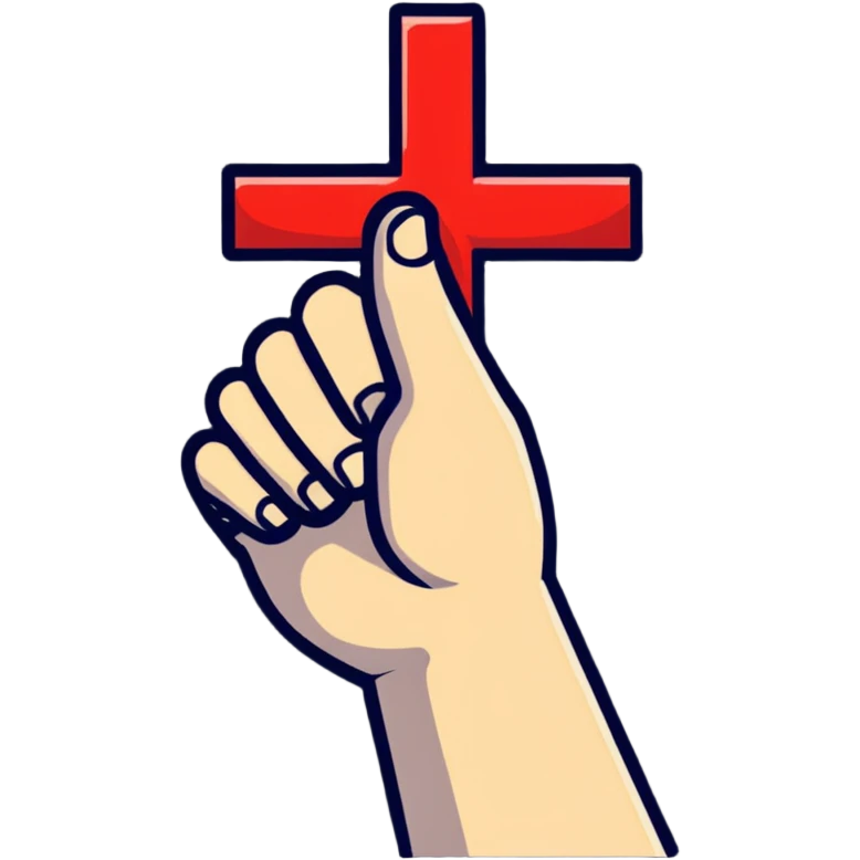 hand holding a cross sign emoji