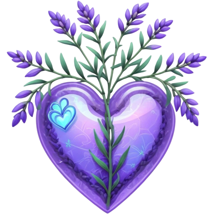 create a holographic lavender plant that wraps around a lavender colored heart emoji