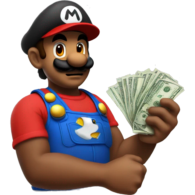 mario doing a money spread on his arm emoji