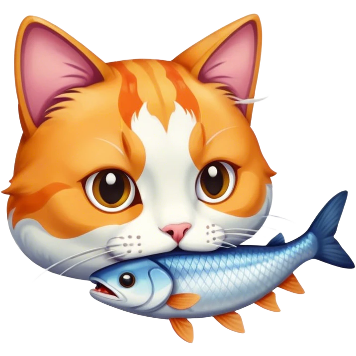 A cat eating fish emoji