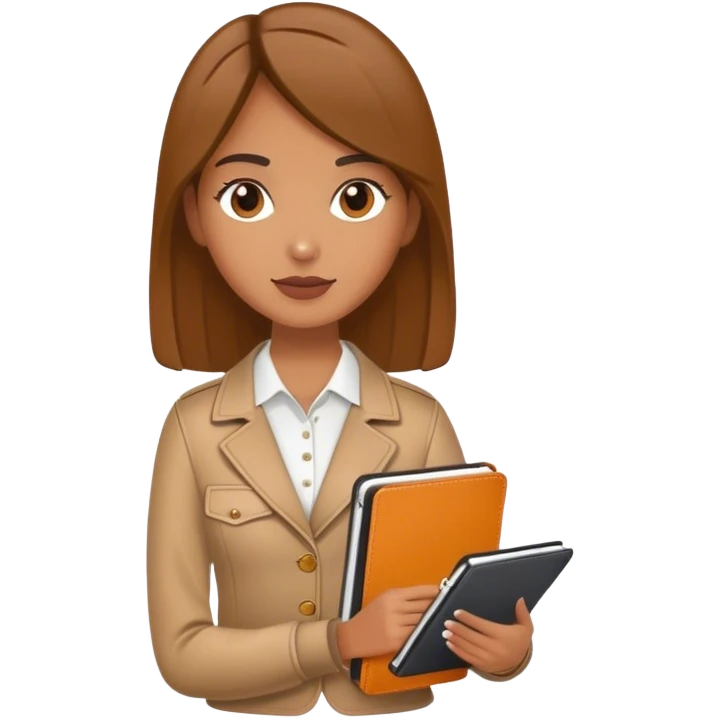  female sport coach with coach wear and holding a notebook emoji