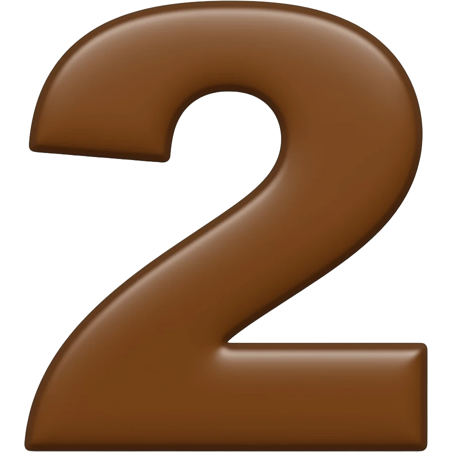 Create an emoji of the number 2 in a dark brown tone and make the number very thick emoji