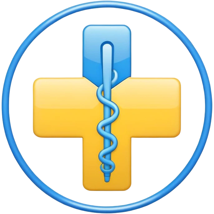 Healthcare symbol with medical cross and Ukrainian colors emoji
