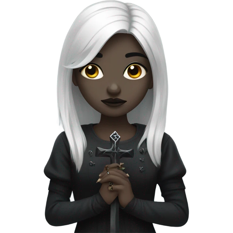 goth girl holding cross  emoji