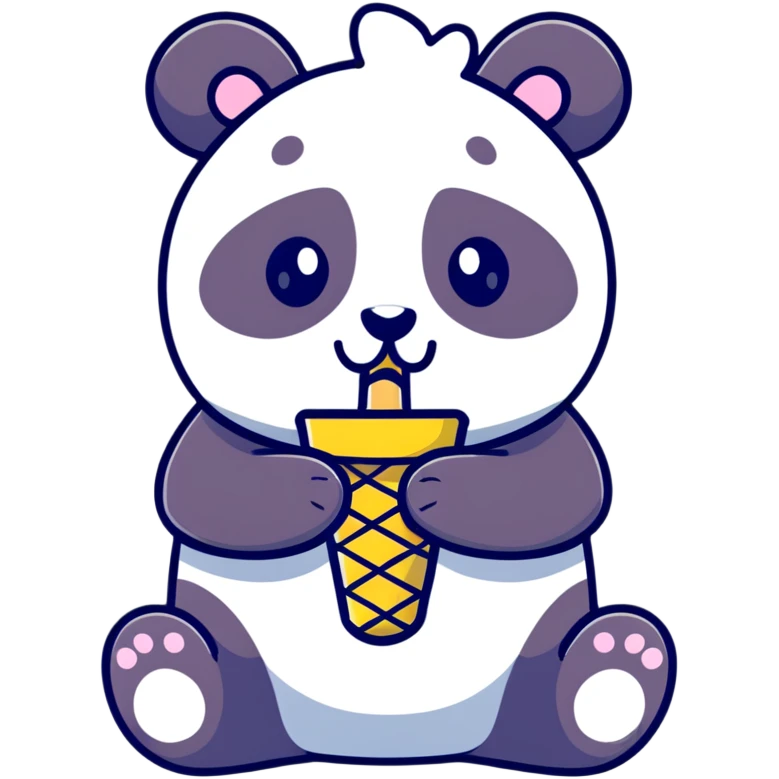 Panda eating ice cream emoji