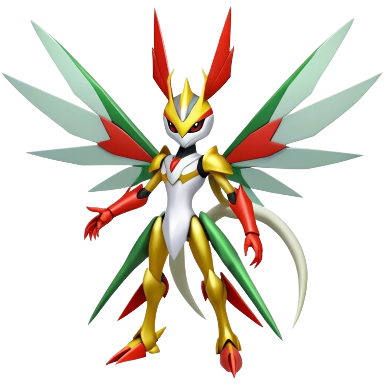 Cute Cool Edgy Shiny Ethereal Legendary Kartana-Digimon-Scizor-hybrid full body emoji