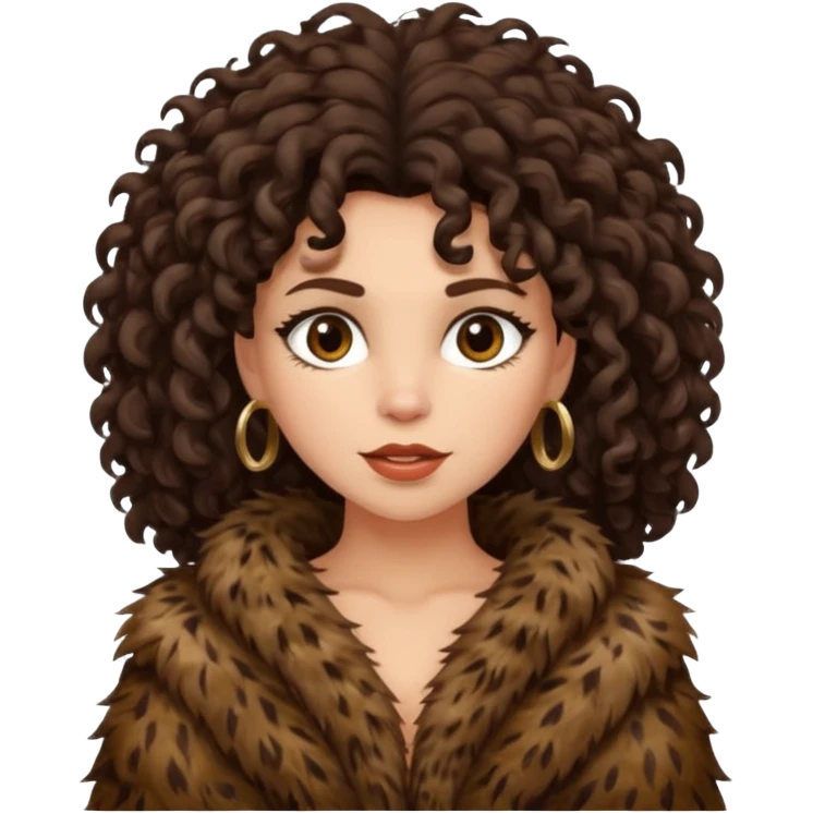 cavewoman with dark brown curly hair emoji