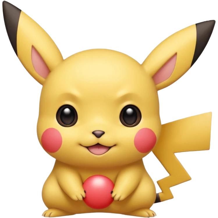 Chibi Cute Cartoon Big-eyed anime-styled Ash’s Pikachu (hairless) smiling emoji