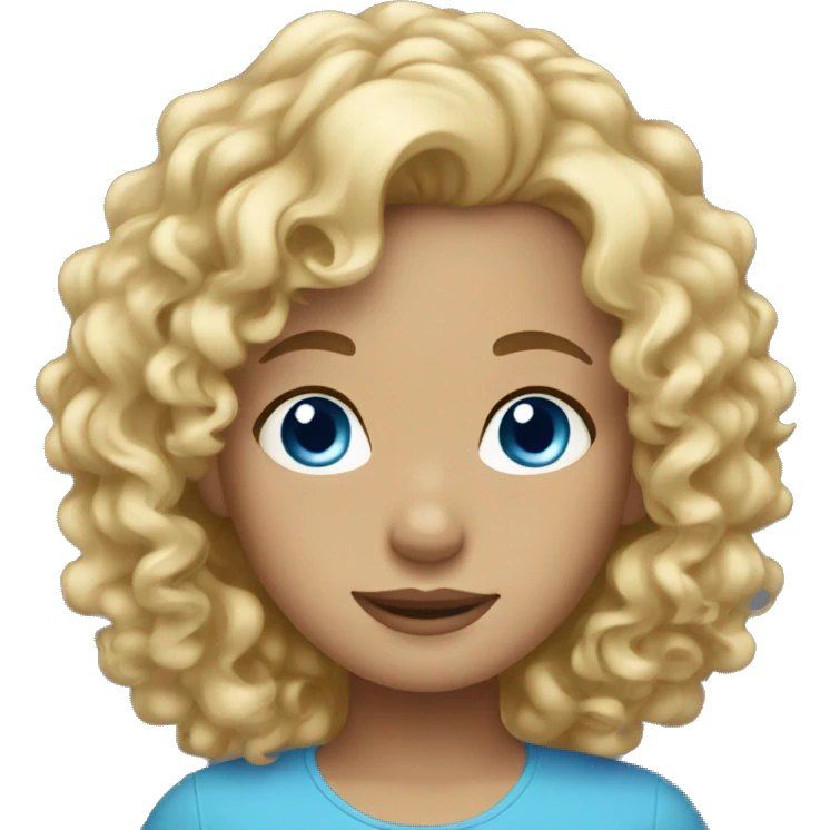 Girl with blonde curly hair and blue eyes emoji
