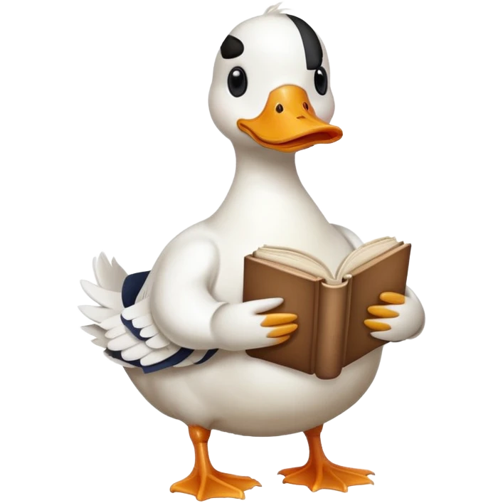 white duck holding book emoji