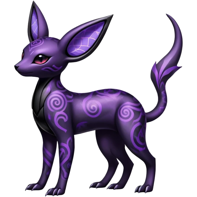 Shiny Dark Edgy Majestic Sophisticated Modern Gothic Gloomy Futuristic Salandit-Umbreon-Espeon-Hybrid (Full body) with pattern-markings emoji