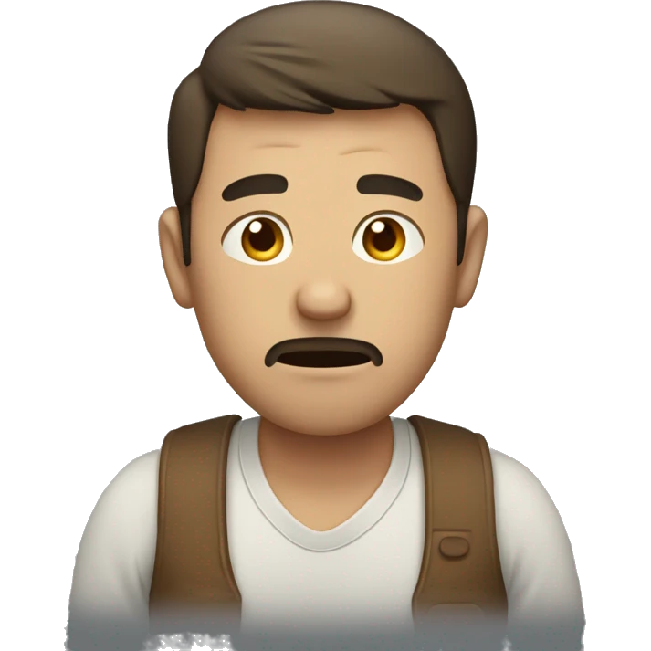 man holding his stomach with worried face emoji