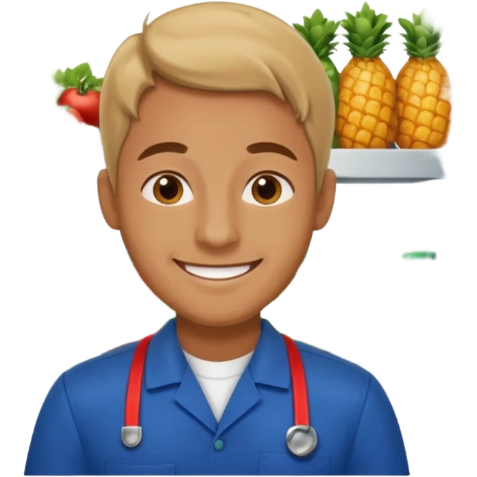 Happy man working in a supermarket emoji