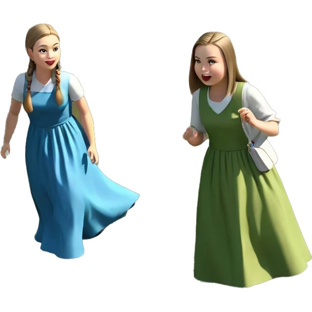 girls in dresses on grass emoji