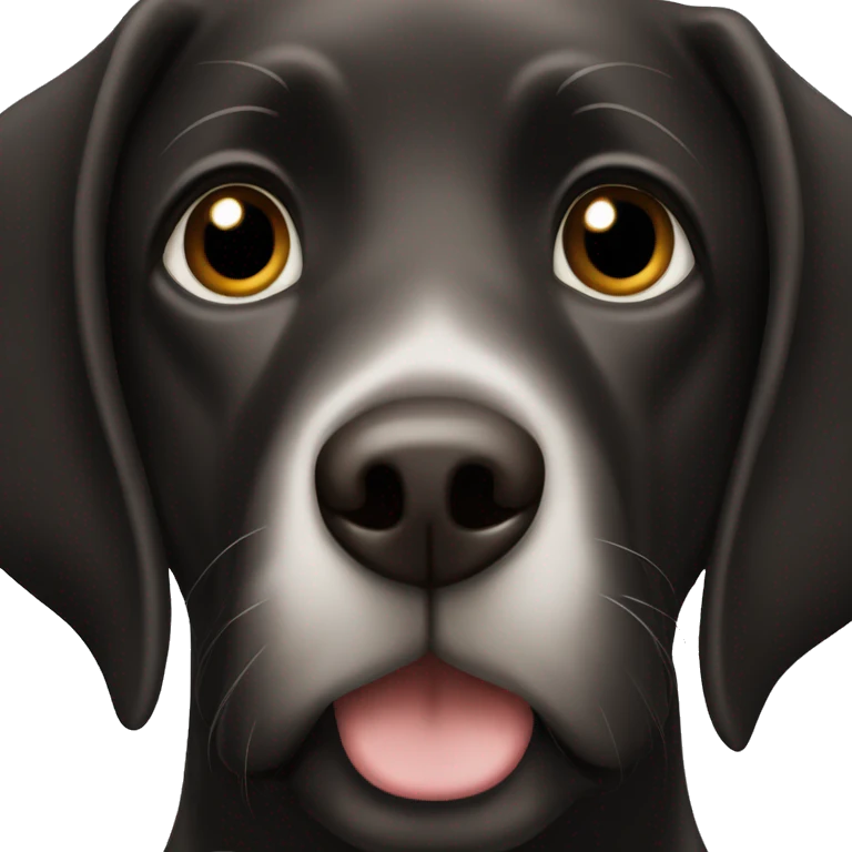 Black lab dog with brown eyes and white chest emoji
