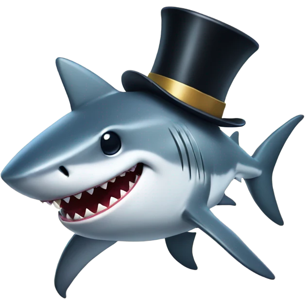 Shark with a top hat emoji