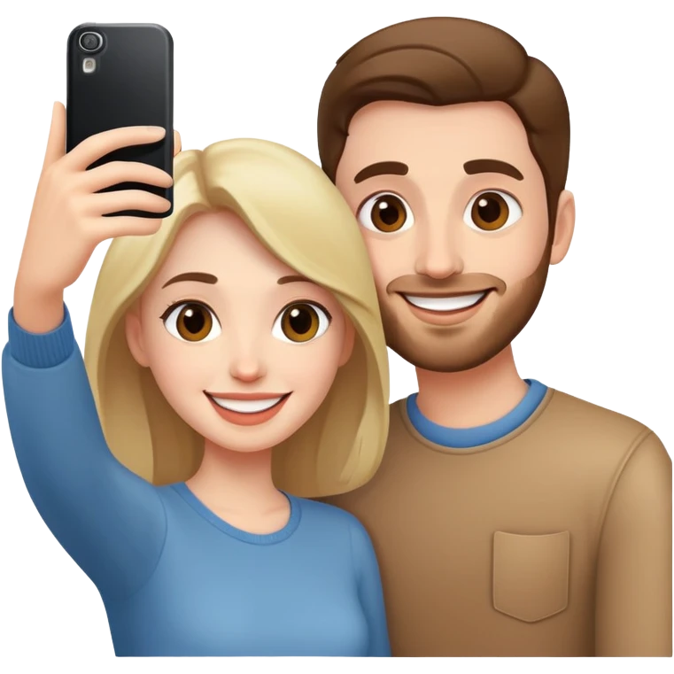 smiling couple selfie moment emoji