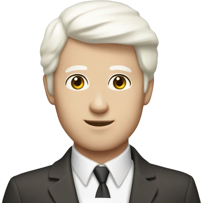 A whit man with dark brown hair and  white cat emoji