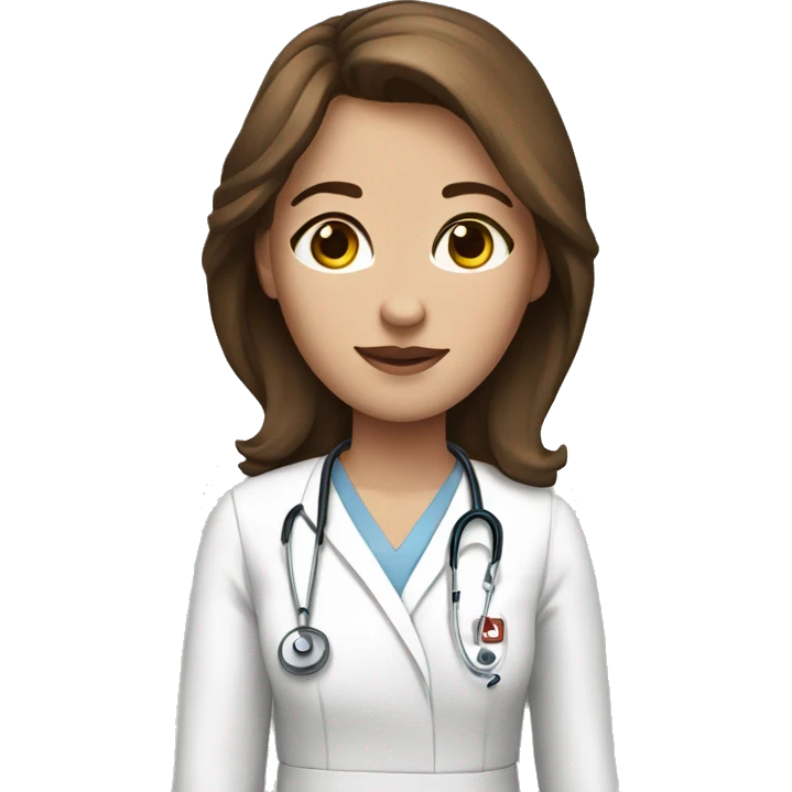 white skin woman with brown hair in a medical gown emoji