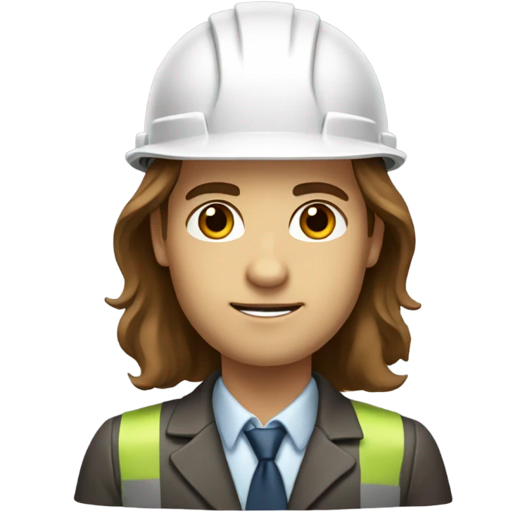 civil engineer with long brown hair and black eyes emoji