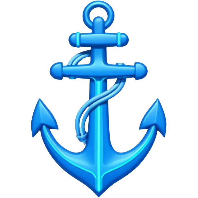 A neon futuristic cyberpunk anchor line drawing, that would be made of neon tubing on a sign emoji