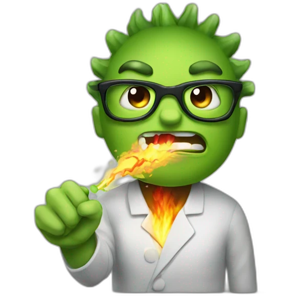 fire breathing angry wasabi with glasses emoji