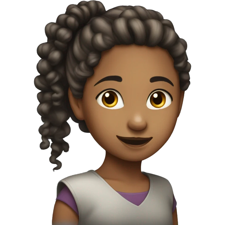 A 7 year old Arabian girl with a pony tail and curly hair. emoji