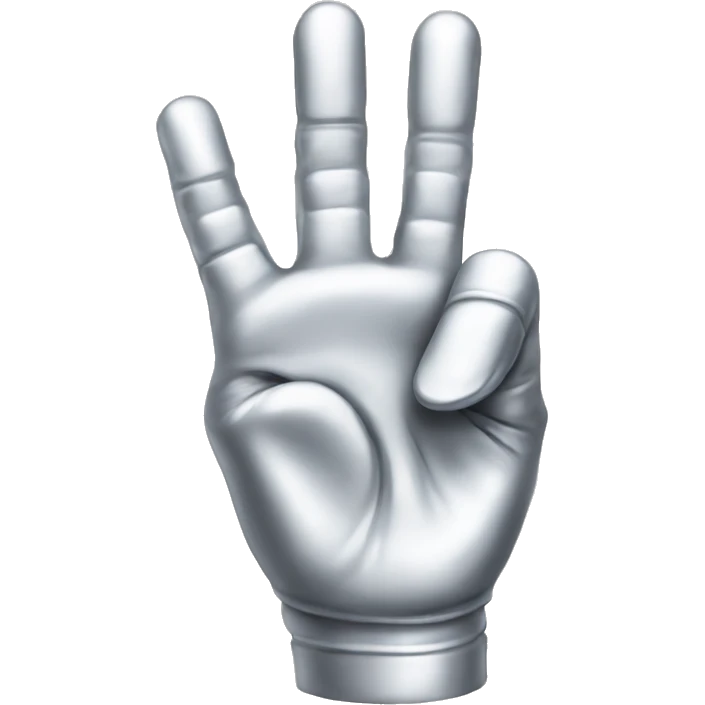 silver bionic peace sign hand emoji