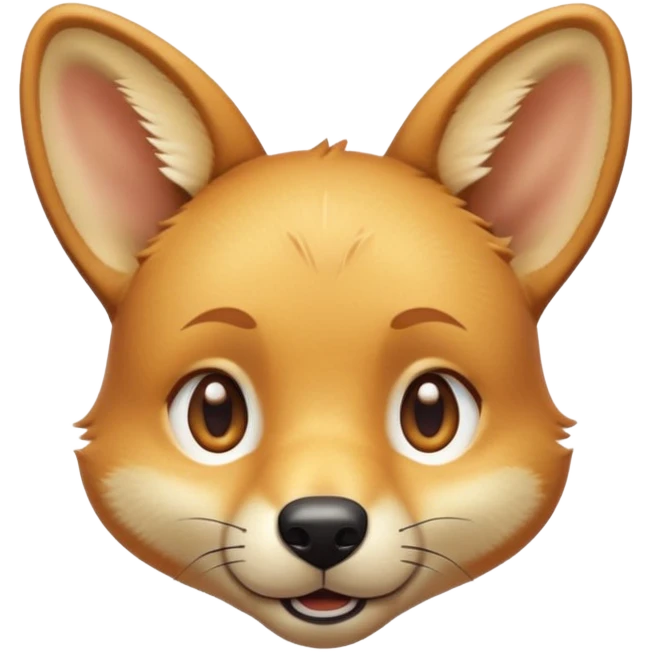 cinematic-cute-dingo-portrait-emoji,-head-tilted-playfully-and-inquisitively,-featuring-a-glossy-sandy-fur-with-naturally-perky-ears-and-round,-sparkling-amber-eyes-filled-with-curious-mischief,-simplified-yet-irresistibly-adorable-features emoji