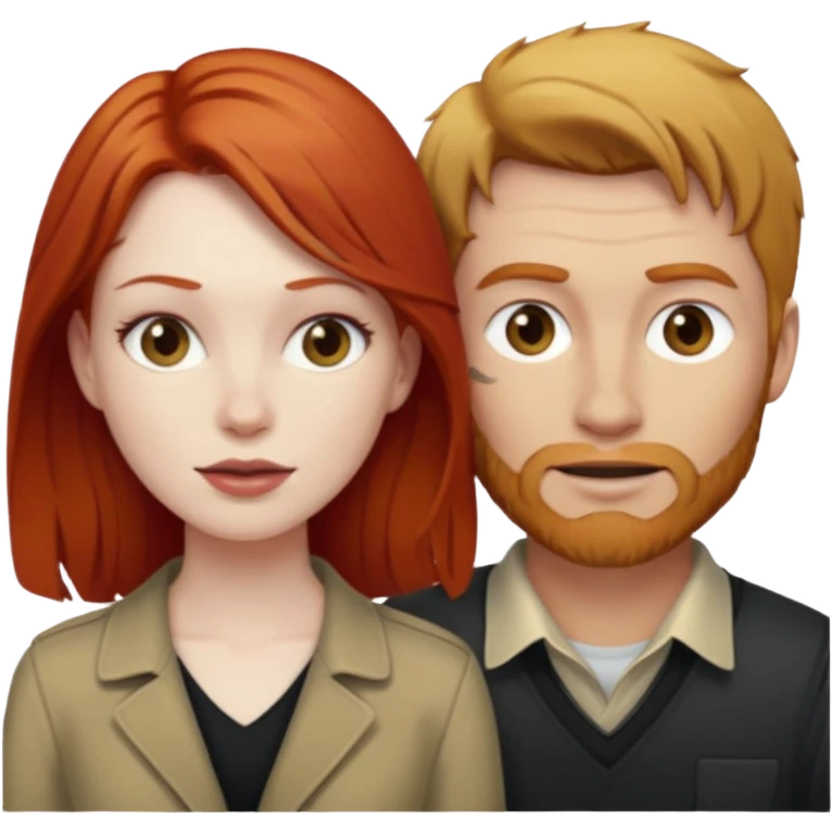 Red hair woman and dirty blonde man couple emoji
