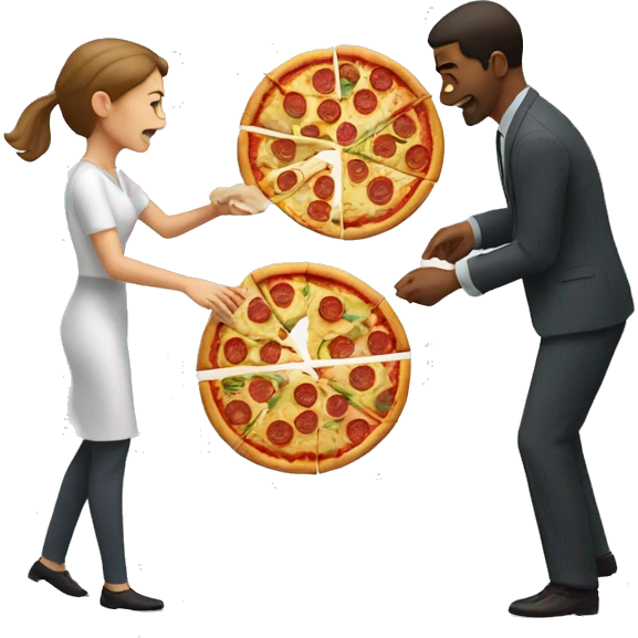 A woman throwing a pizza in a man’s face emoji