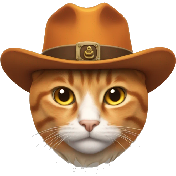 orange cat with brown musketeer hat emoji