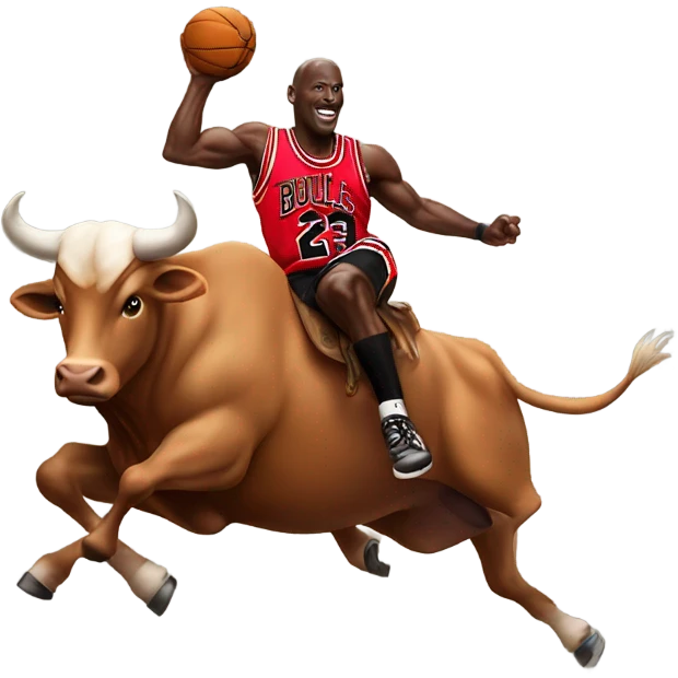 Michael Jordan riding a bull emoji