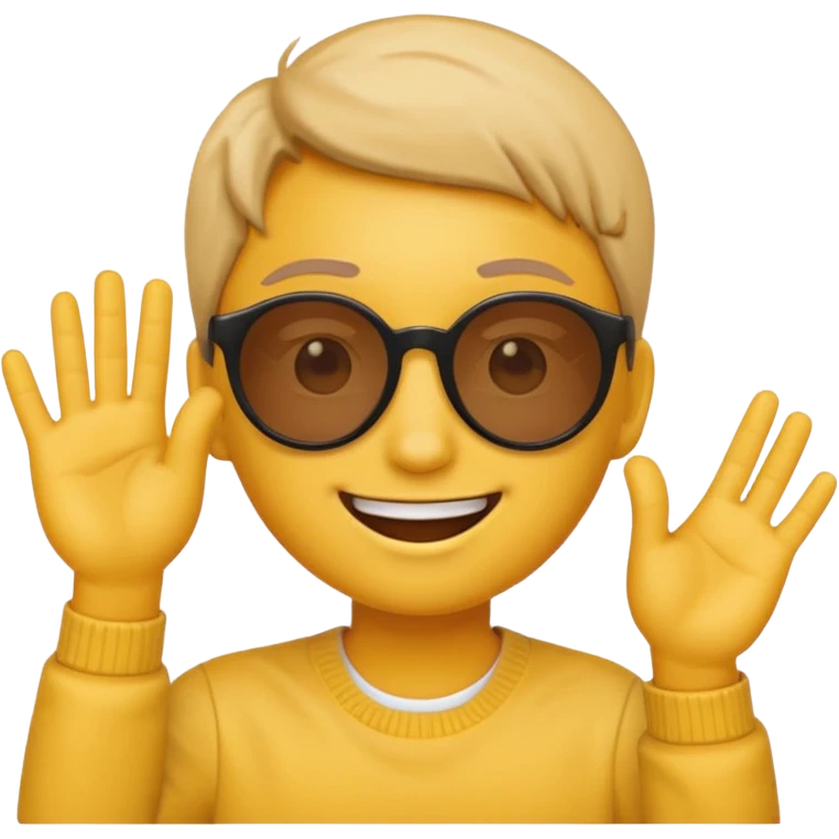 make me a emoji that is with summer glasses and a arm at the face smiling emoji