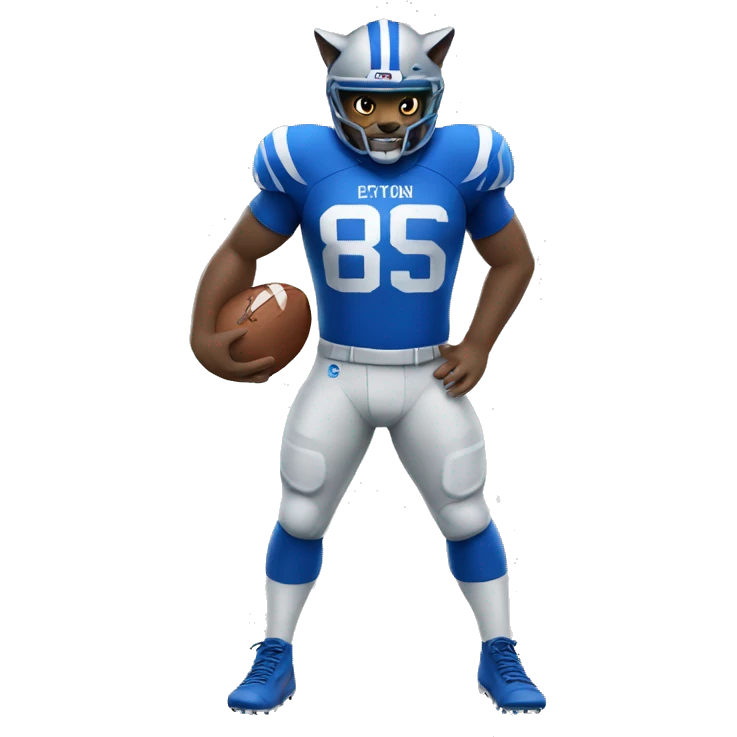 wildcat wearing blue football jersey emoji