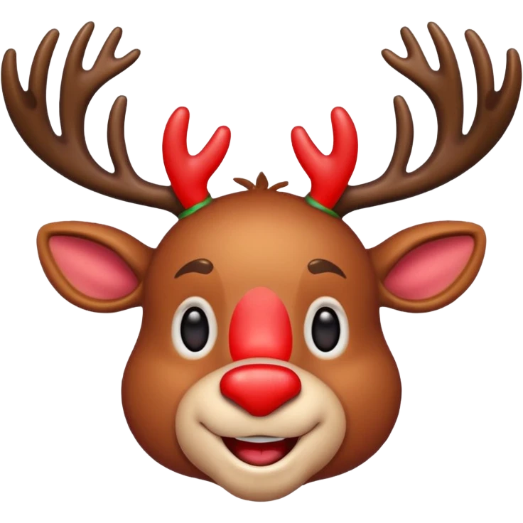 Τον Rudolf που χαμογελαει και με πολλά πολύχρωμα λαμπιόνια στα κερατάκια του emoji