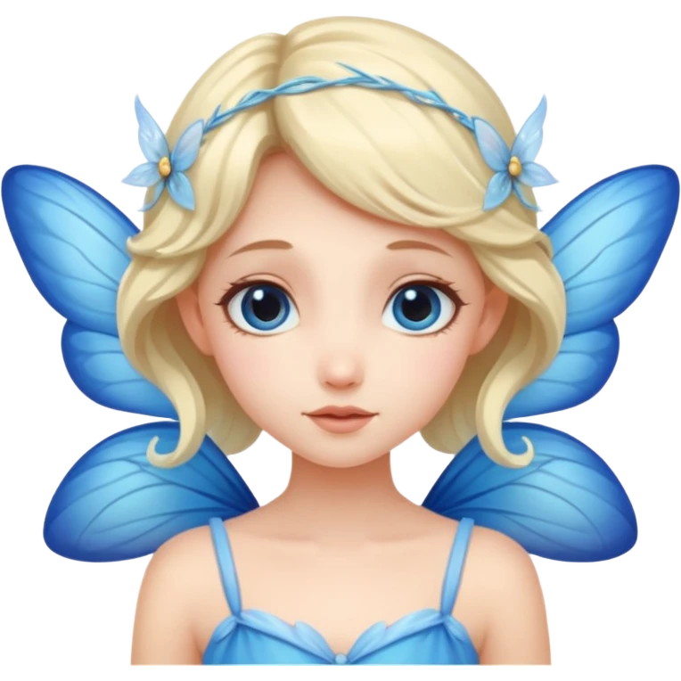A shy fairy with soft blue wings emoji
