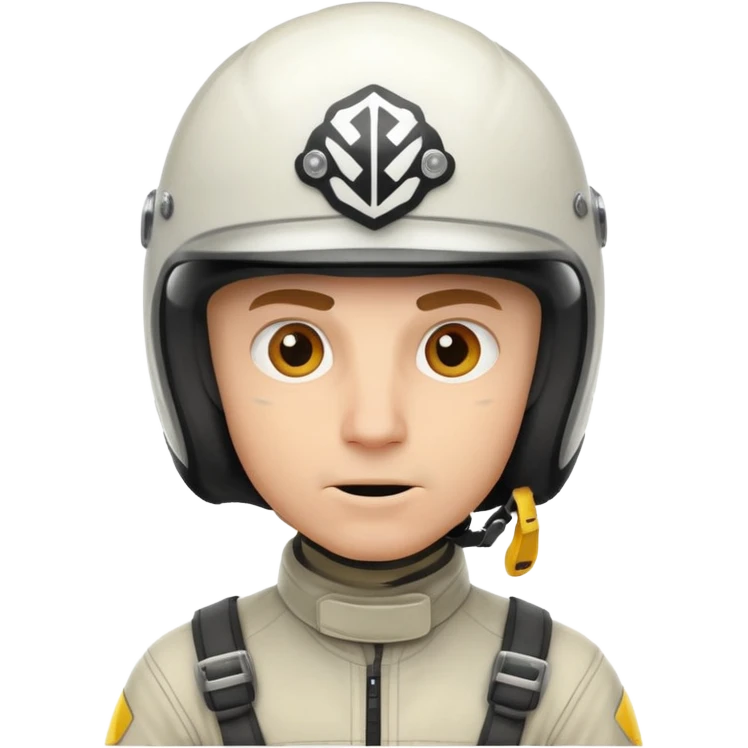 white male racer in helmet, crazy look, taking risks emoji