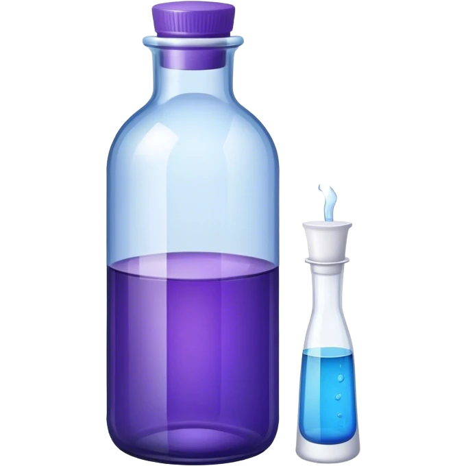 Purple bottle with a white lid and a blue bottle emoji