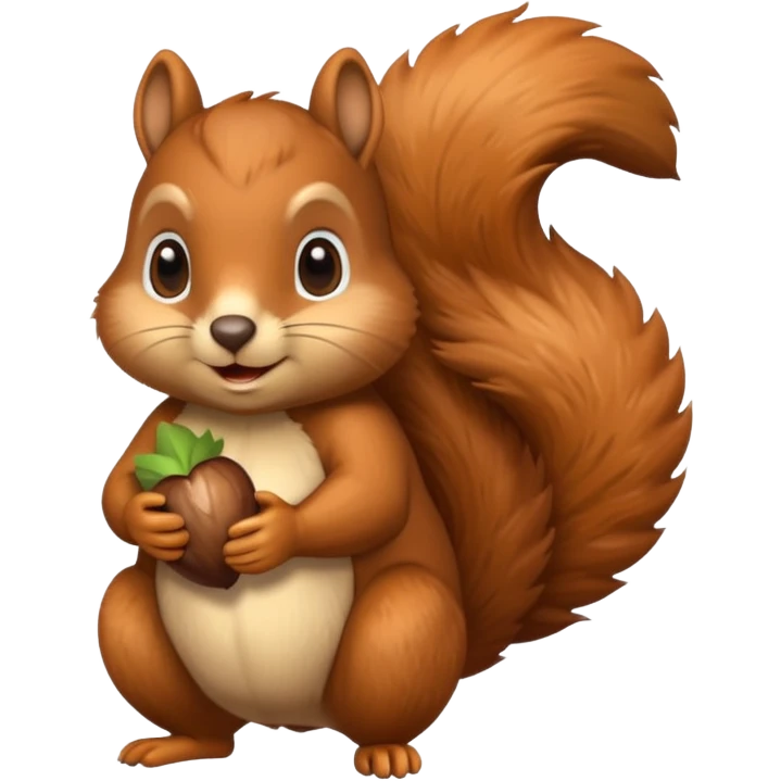 plump squirrel holding an acorn in a park emoji