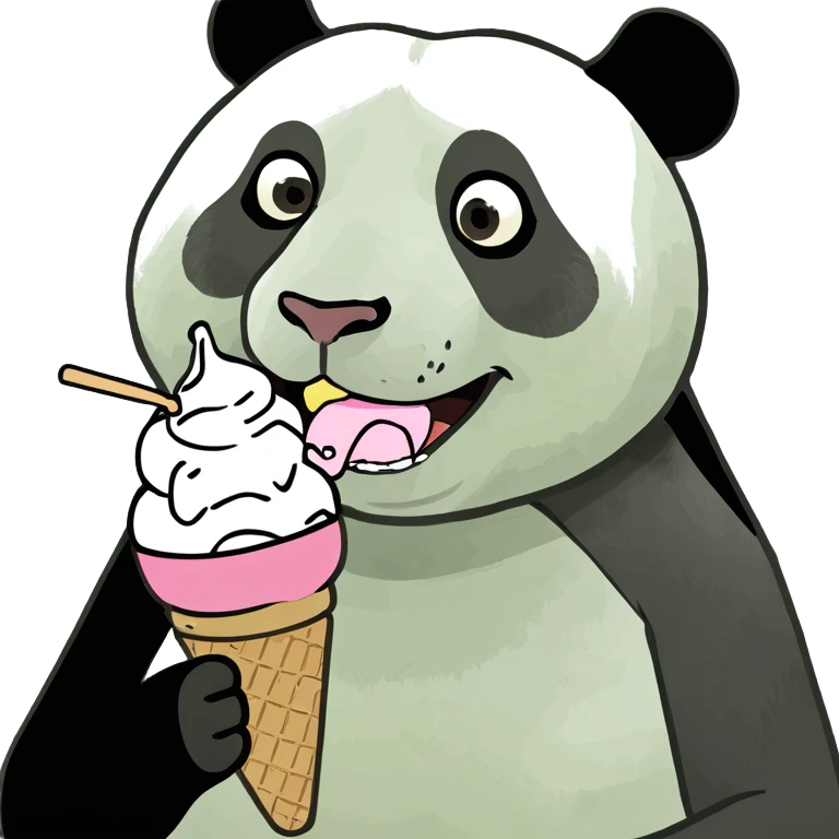 Panda eating ice cream emoji