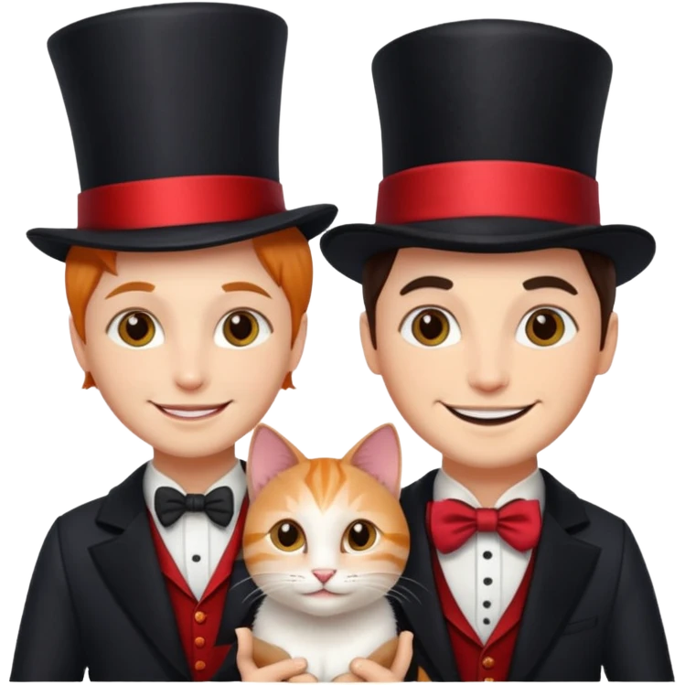 magician couple and their pet cat emoji