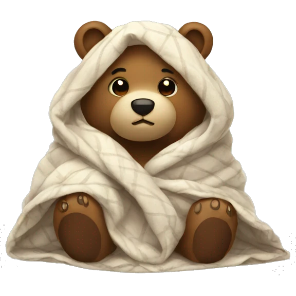 bear cozy in blanket emoji