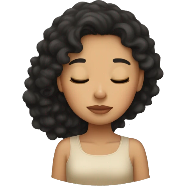 a girl with a mole, black curly hair, and light tan skin falling asleep  emoji
