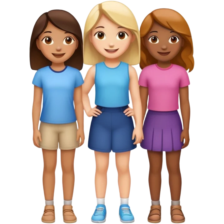 three girls standing in a group emoji