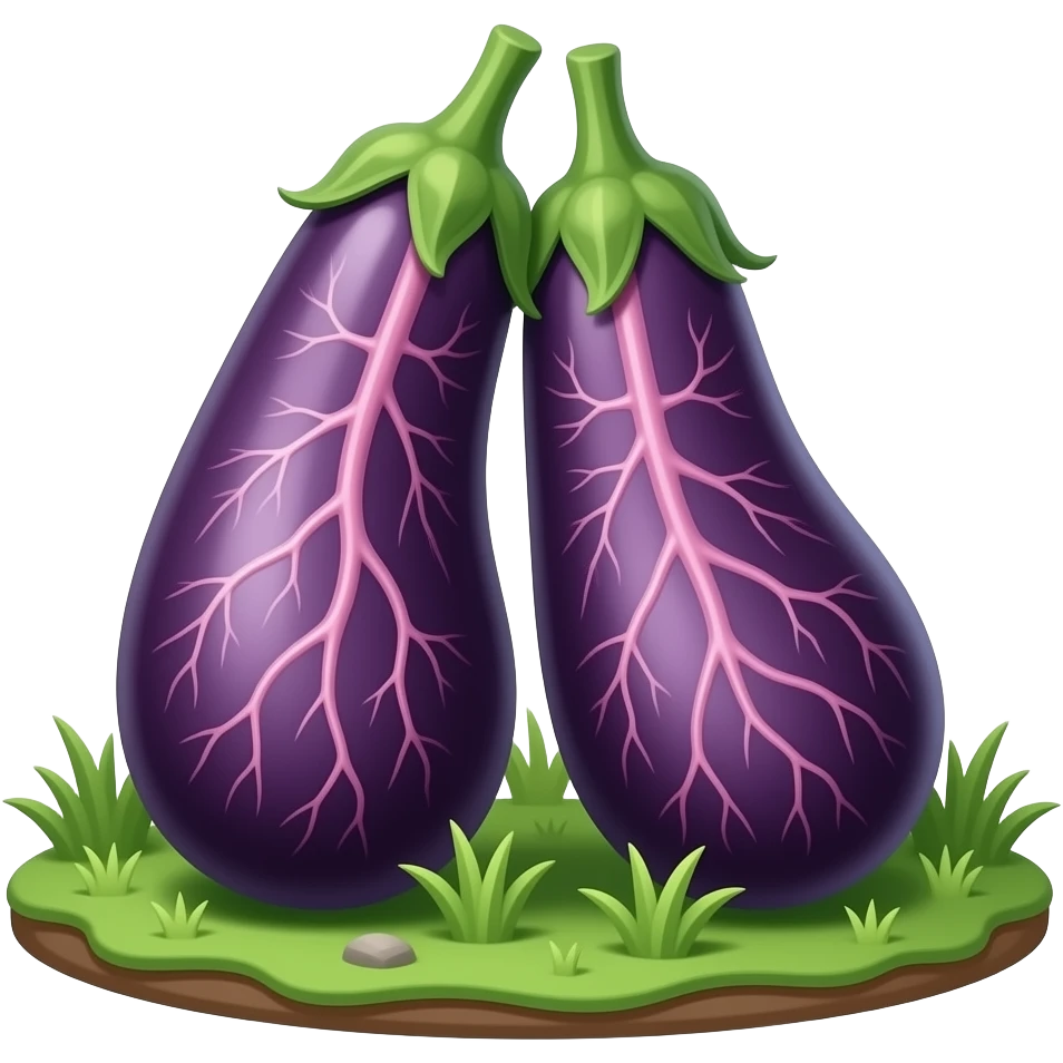 An Eggplant docking with an eggplant at the green trip, and make the eggplant veins need to look and route like real veins in a bulging arm emoji
