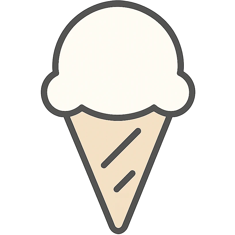 A minimalist ice cream cone with a single scoop, smooth curves and clean lines, sweet dessert illustration emoji