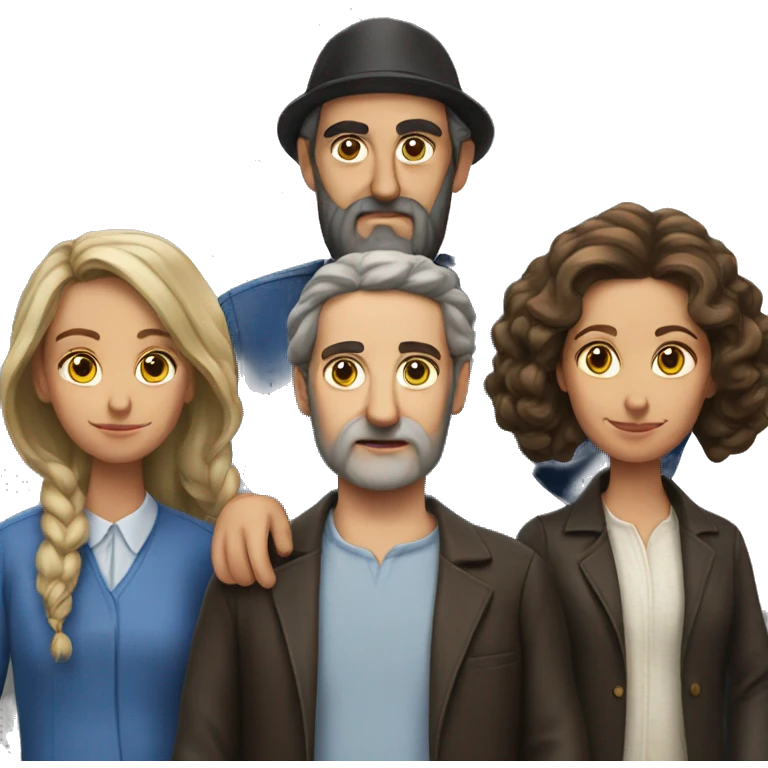 jewish family  photorealistic serious emoji