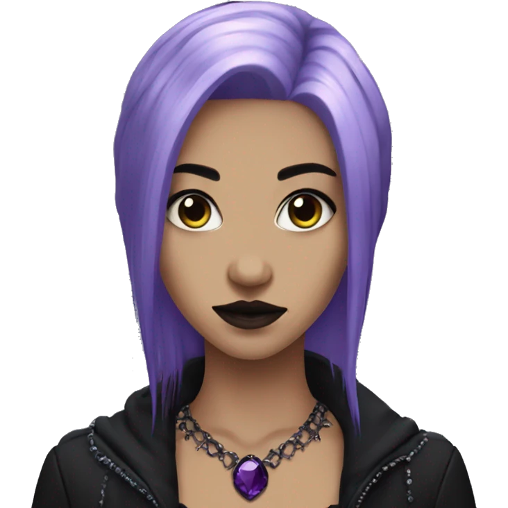 goth girl purple hair middle part dark jewelry  emoji
