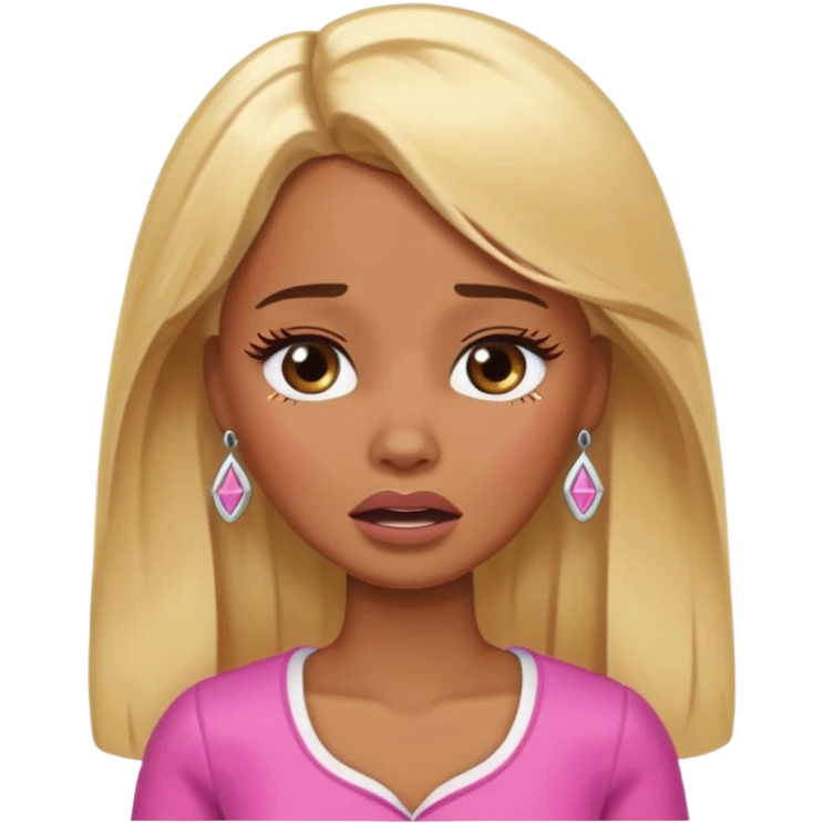 brown skin blonde barbie crying emoji